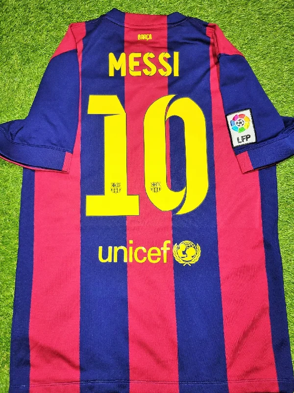 Messi Barcelona 2014 2015 TREBLE SEASON Home Soccer Jersey Shirt M SKU# 610594-422