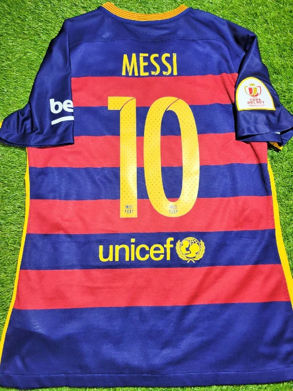 Messi Barcelona Player Issue COPA DEL REY FINAL 2015 2016 Soccer Home Jersey Shirt L SKU# 658790-422