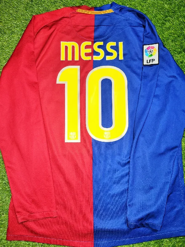 Messi Barcelona TREBLE SEASON 2008 2009 Home Long Sleeve Jersey Shirt Camiseta M SKU# 286785-655