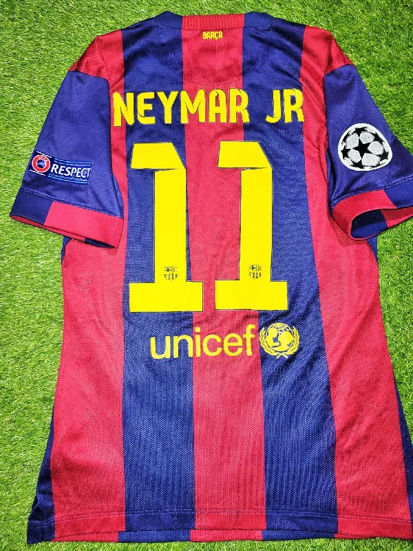 Neymar Barcelona UEFA FINAL TREBLE 2014 2015 PLAYER ISSUE Soccer Jersey Shirt M SKU# 605328-422