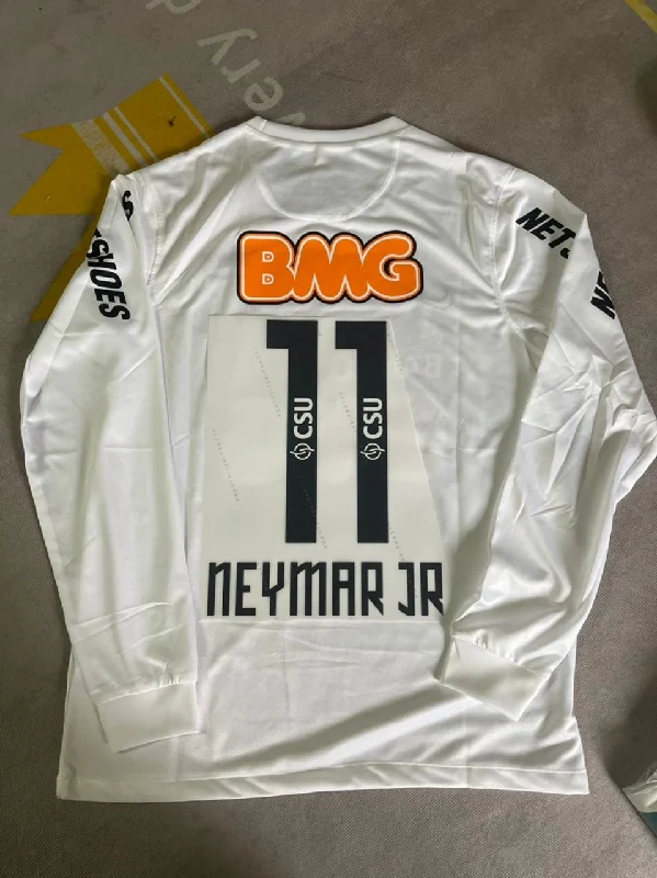 Neymar Jr Santos FC White Retro Long Sleeve Football Jersey