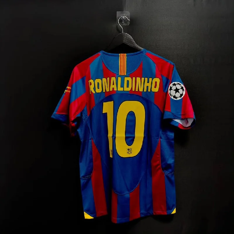 Ronaldinho Gaucho Barcelona 2006 Paris Final vs Arsenal Retro Short Sleeve Football Jersey