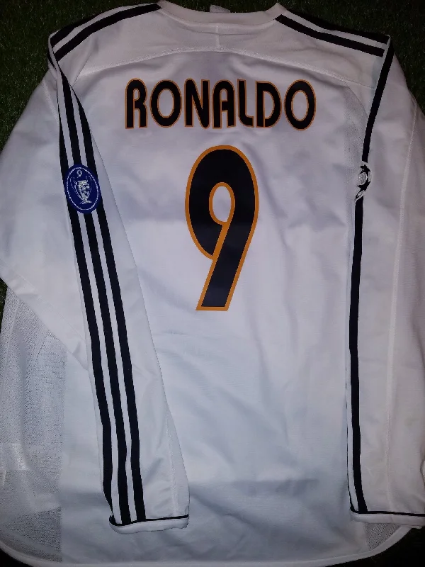 Ronaldo Real Madrid 2003 2004 UEFA Long Sleeve Jersey Shirt Camiseta XL 913869