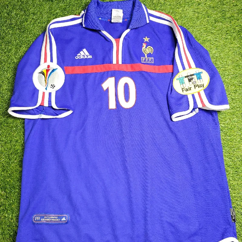 Zidane France Adidas 2000 EURO CUP Home Soccer Jersey Shirt L SKU# 647194