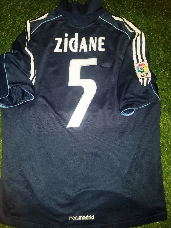 Zidane Real Madrid LAST SEASON 2005 2006 Away Navy Jersey Shirt Camiseta L SKU# 109856  AP5002